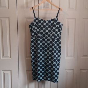 Mint green with black spots knee length dress